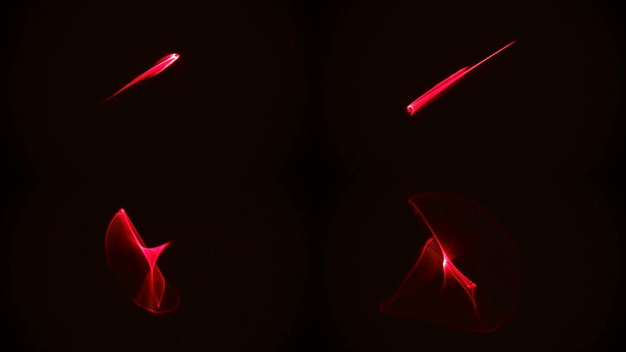 红色条纹灯光抽象动画背景。无缝回路