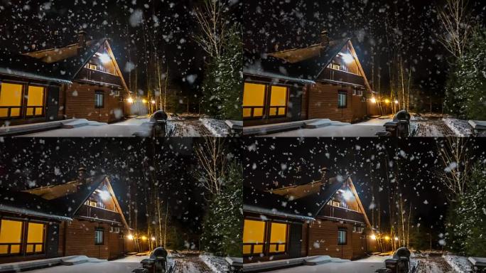 山里的雪夜 -- 冬天的房子