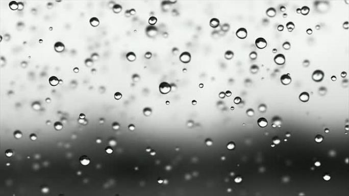 雨滴视频背景。慢动作液滴动画。循环。