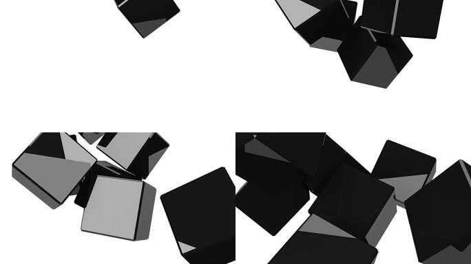 白色背景上的黑色立方体抽象