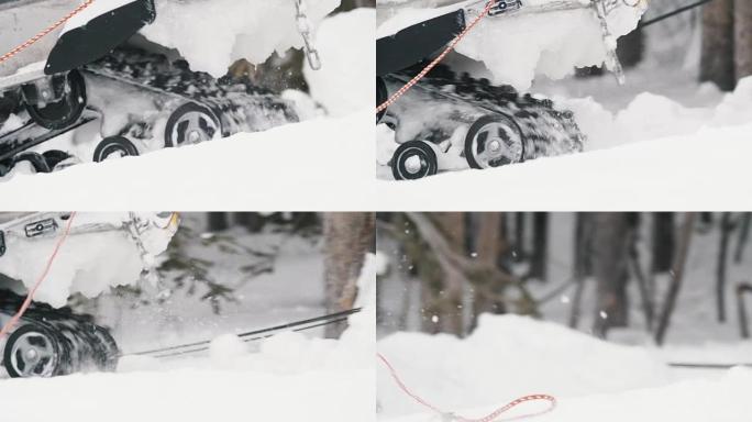 软雪攀岩滑雪坡道美容师中的雪地摩托跑道