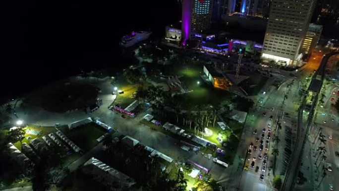 空中视频夜海湾公园4k