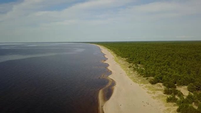 高加河拉脱维亚排入波罗的海空中无人机顶视图4K UHD视频