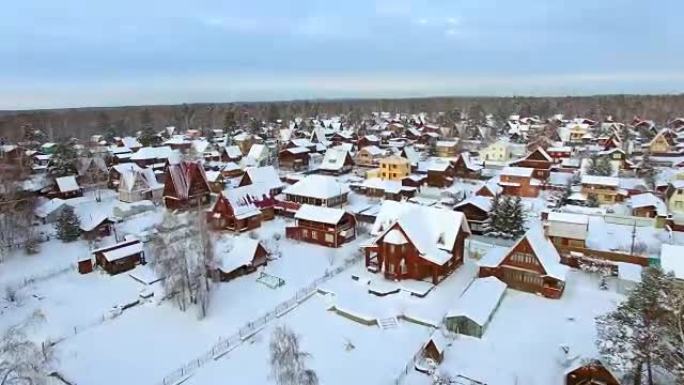 空中航测。冬。西伯利亚的度假村
