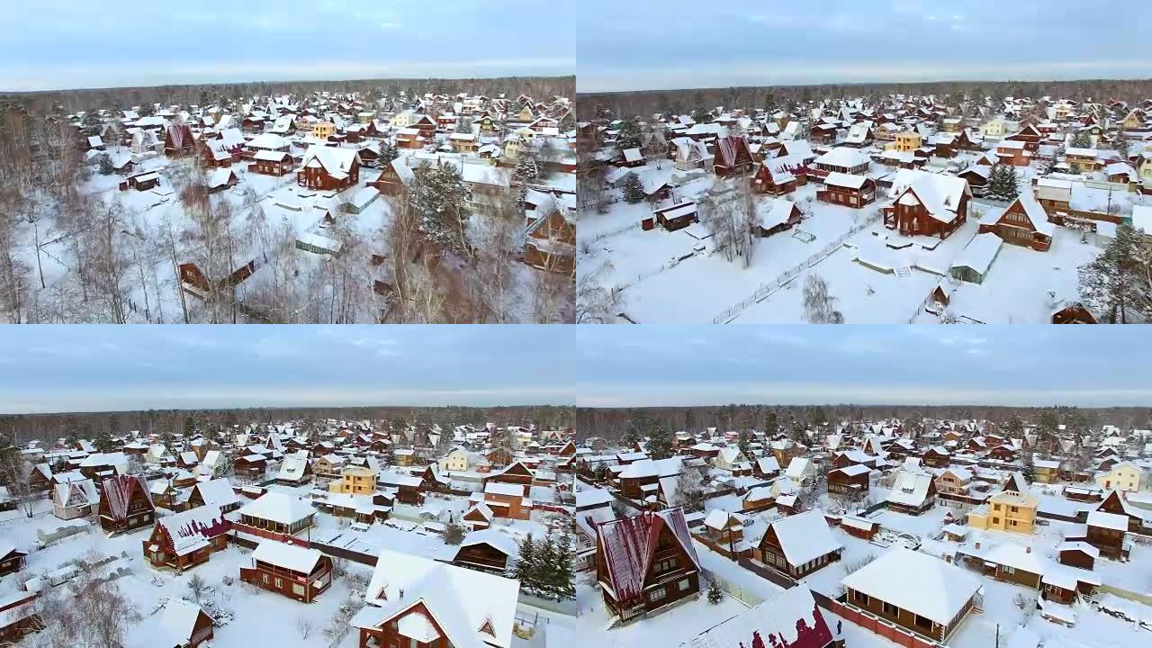 空中航测。冬。西伯利亚的度假村