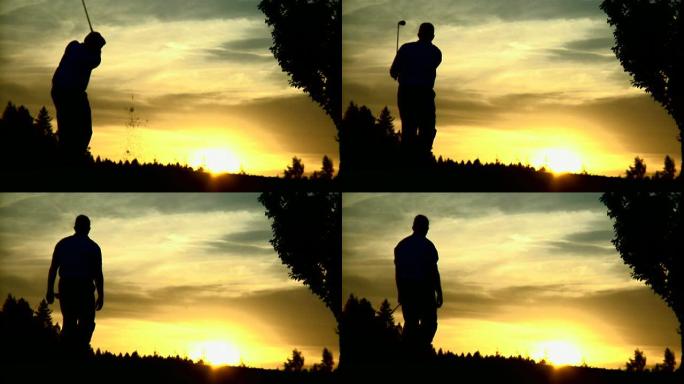 1080-P-高尔夫球手在日落