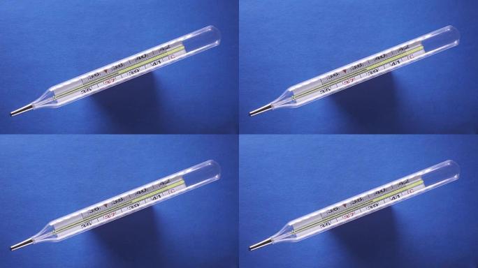 水银医疗温度计上的温度上升到38度