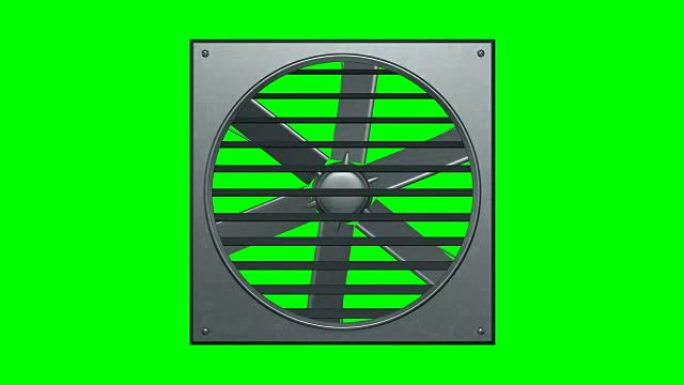 绿屏3d插图渲染上循环的工业通风机