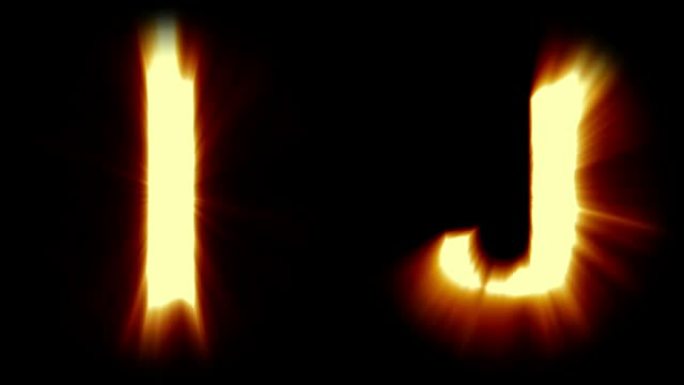 轻字母I和J-温暖的橙色光-强烈的闪烁和强烈的闪烁动画循环-隔离