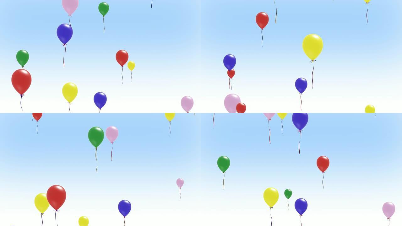高清许多气球升起