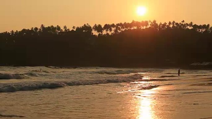 Beach and sea wave at Mirissa during sunset, Sri L