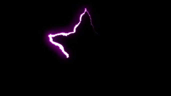 可循环紫色霓虹灯闪电星符号形状飞行黑色背景动画新质量独特自然光效果视频素材