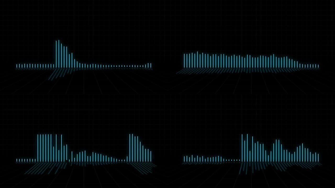 技术未来派蓝色音频表栏背景播放带歌词空间的音乐-30秒