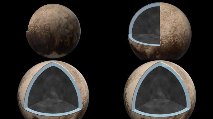 冥王星结构-逼真的内部-中心到达