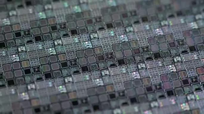 微芯片硅片的宏观拍摄