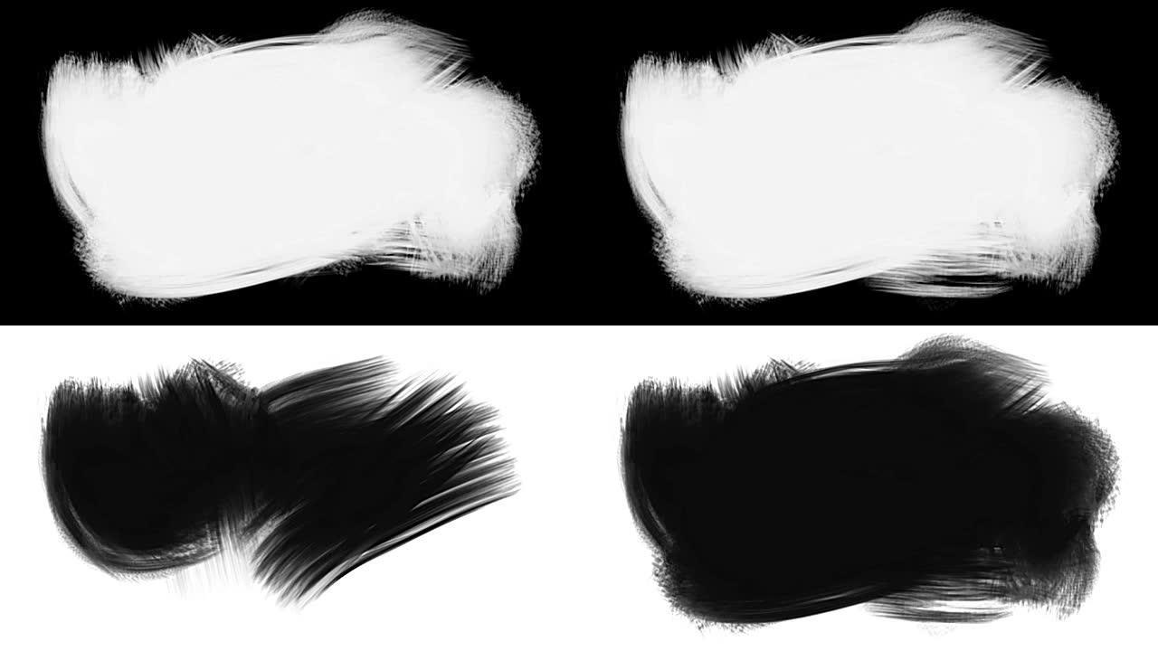 抽象画笔笔触黑白过渡形状背景，用阿尔法画飞溅的动画