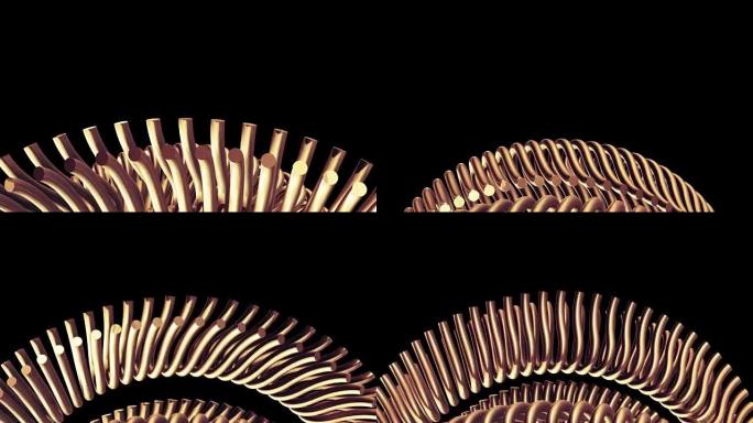 移动旋转金色金色金属齿轮链条元素无缝循环动画3d运动图形背景新质量工业技术建筑未来酷快乐视频片段