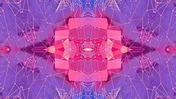 抽象简单的3D背景在红色紫色渐变颜色，低聚风格作为现代几何背景或数学环境具有万花筒效果。4K UHD