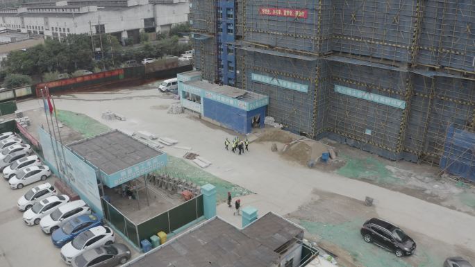 工地工人 工地航拍 工地  工人走 行走