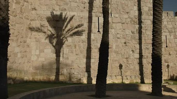 耶路撒冷老城城墙上的掌影