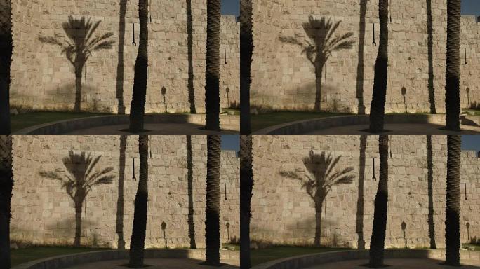 耶路撒冷老城城墙上的掌影