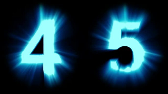 灯光数字4和5-冷蓝光-强烈闪烁和强烈闪烁动画循环-隔离