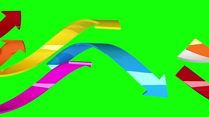 绿色背景上的静脉曲张箭头，3D动画，无缝循环