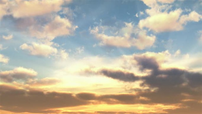 延时天空背景。黄色和蓝色，有蓬松的云