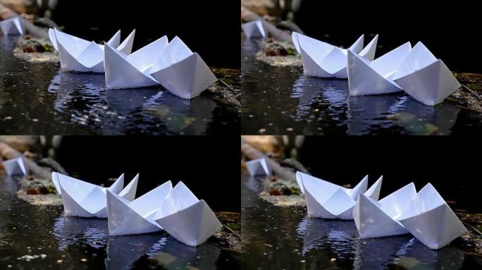 纸船漂浮在河里，4k