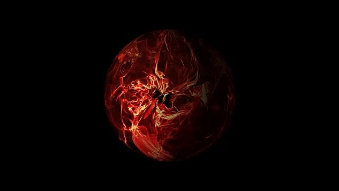 球形形式的红色抽象能量源。深色背景