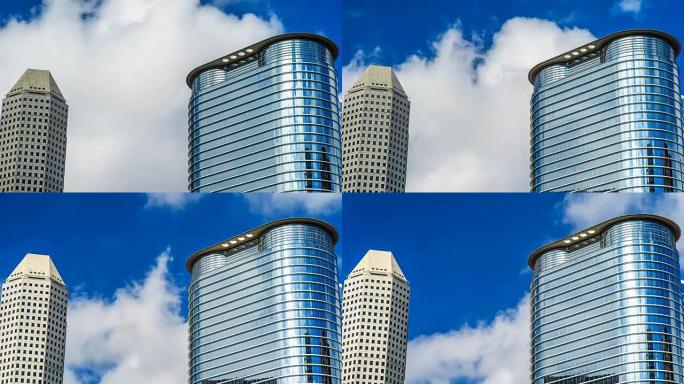 Buildings with clouds in Houston time lapse 4K 108