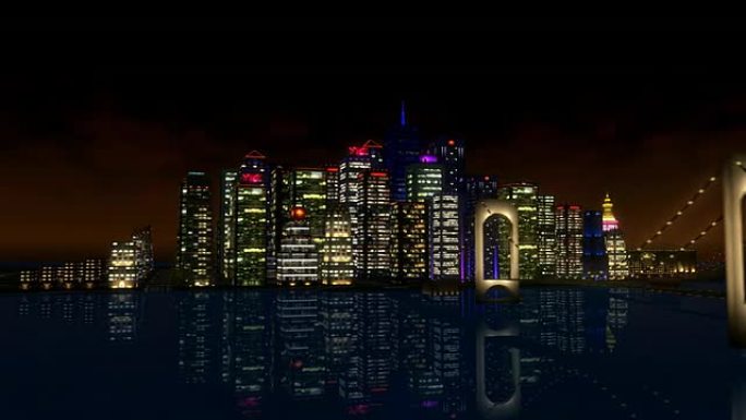 夜间全景3D城市