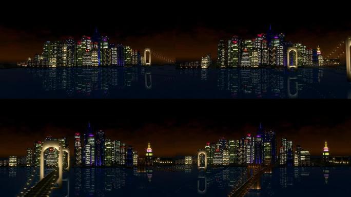 夜间全景3D城市