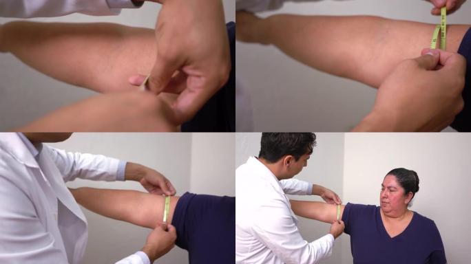 营养学家测量女人的手臂