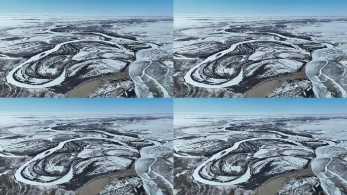 内蒙古白音哈达海拉尔河冬季自然风光航拍