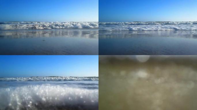 海浪冲到相机上