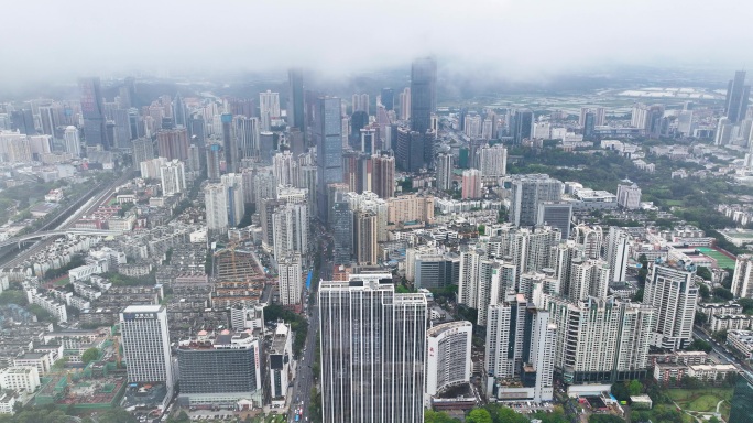 5K鸟瞰航拍暴风雨来临前的深圳全景7