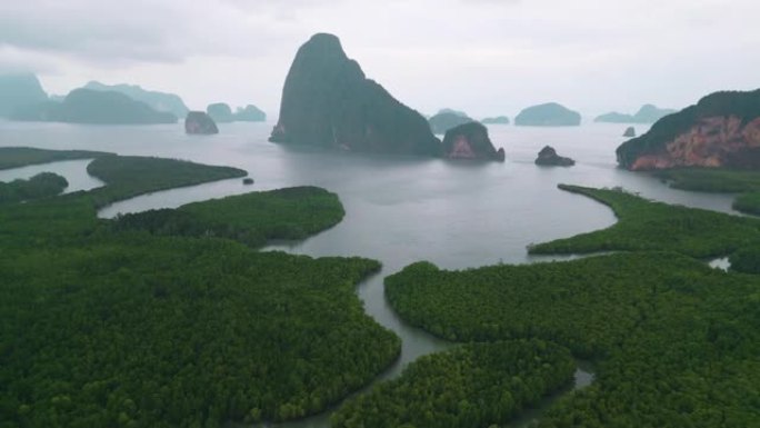 日出时潘牙的风景鸟瞰图