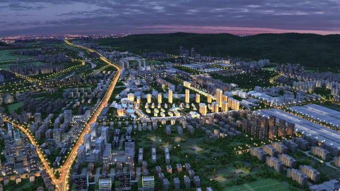 鸟瞰城市地产项目三维环绕