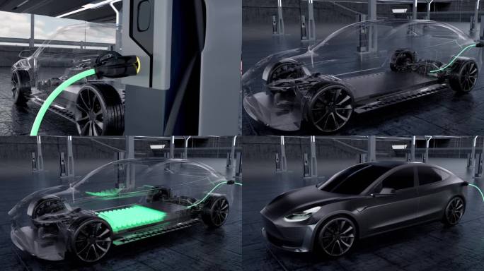 特斯拉新能源科技感汽车充电电池快充续航