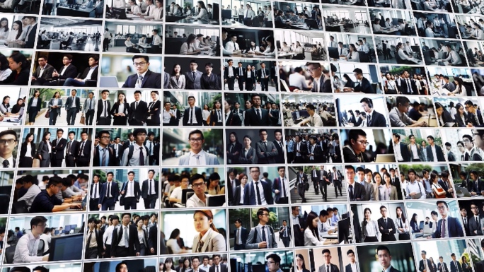 照片墙150张白色企业商务科技图文汇聚