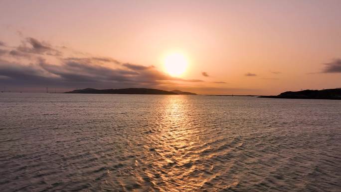 海上 海平面 夕阳 朝阳 航拍 平潭4K