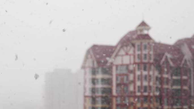城市下大雪升格镜头