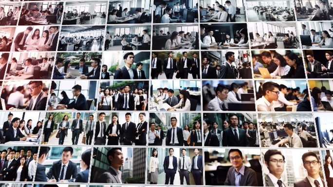 照片墙100张白色企业商务科技图文汇聚