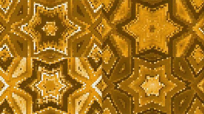 从马赛克中抽象出复杂的图案。动态明亮的变换和脉动组成。循环