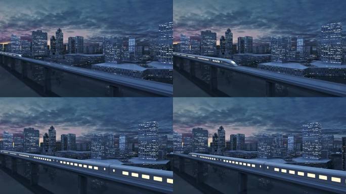 虚拟城市高铁穿行三维效果