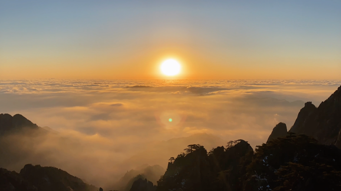 震撼云海日出-黄山日出-泰山日出云海仙境