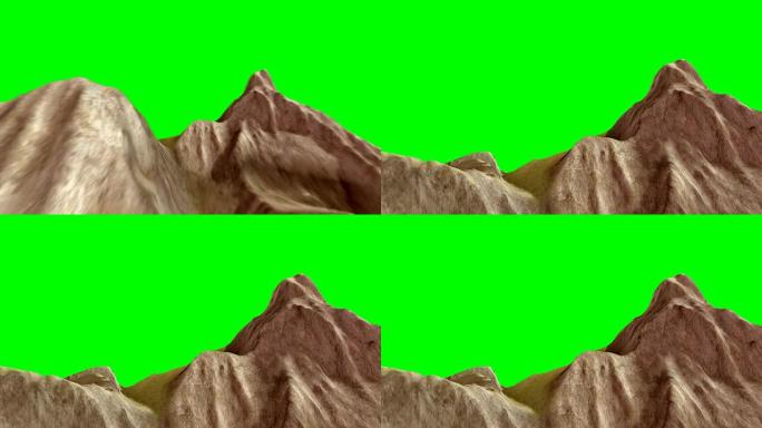 绿色屏幕上的3D山脉-高清