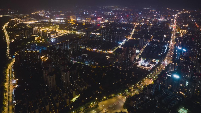 眉山市东坡城区夜景航拍延时视频素材