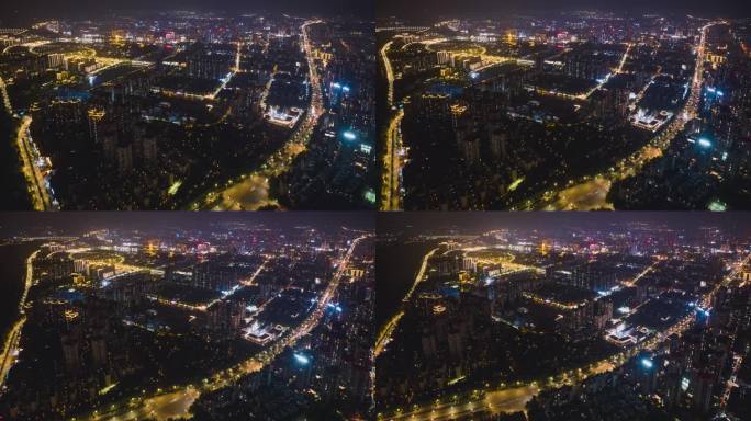 眉山市东坡城区夜景航拍延时视频素材